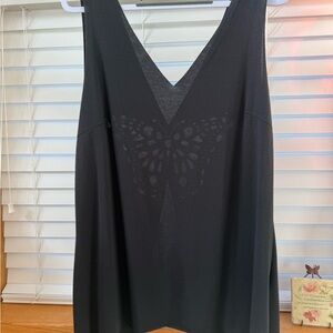 Black Sleeveless Top with Butterfly Design
